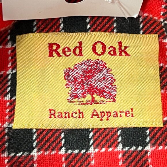 New Red Oak Long Sleeve Button Up Shirt Plaid Flannel Mens Medium Ranch Apparel - Picture 4 of 7